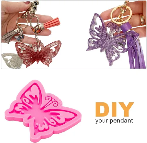 Vista 6 de Angel Wings Molde de silicona de resina con forma de mariposa, molde de resina epoxi, molde de resina para manualidades de joyería, moldes