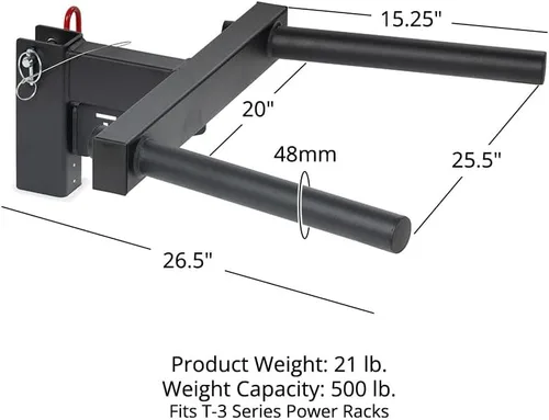 Vista 2 de Titan Fitness Barra de inmersión en Y para bastidores de potencia serie T-3, accesorio de inmersión montado en rack, capacidad de 500 libras