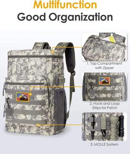 Vista 6 de TACTICISM Tactical Cooler Backpack Insulated Leak-Proof - 24L Heavy Duty Lunch Backpack for Men Women Adults, Soft Ice Chest Backpack as Gift Work