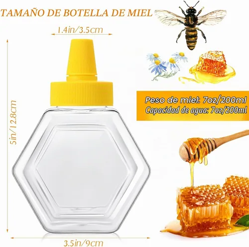Vista 2 de Ziliny - 32 botellas de miel para apretar de 7 onzas, tapa abatible de Tarros de miel recargables a granel para almacenamiento de condimentos