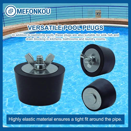 Vista 5 de Tapones de invierno para piscina de 1.5 pulgadas con tornillo SS y tornillos de acero inoxidable, goma resistente para piscinas enterradas y sobre