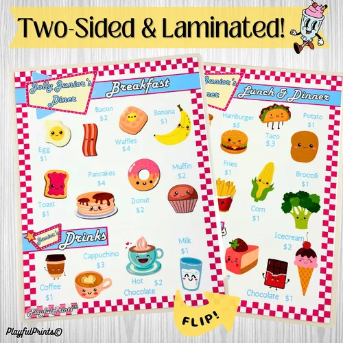 Vista 3 de Menús de restauración de simulación para niños, juego de menú de comedor para jugar, accesorios de cocina, juego de cocina para niños, juego