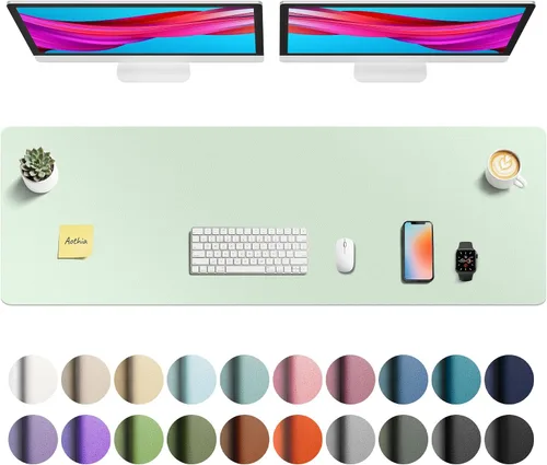 Vista 57 de Aothia - Protector de escritorio de cuero sintético grande, base antideslizante para mouse y superficie para escribir, impermeable, fácil de Agua