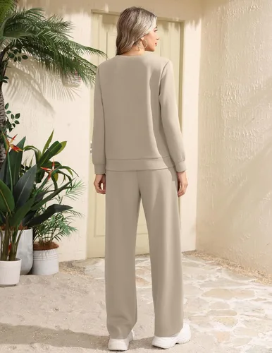 Vista 3 de Ekouaer 2 Piece Sets for Women Lounge Set Airport Fall Travel Outfits 2026 Moon Grey