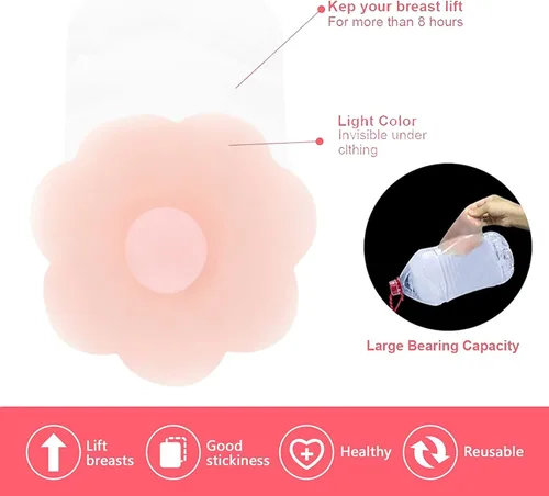 Vista 4 de Adhesive Bra Nippleless Covers, Breast Lift Pasties for Women Reusable Invisible Silicone Bra