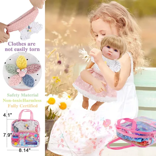 Vista 7 de Ropa y accesorios para muñecas de niña, 12 juegos de ropa de muñeca para muñecas de 12 pulgadas, ropa de muñeca de bebé, ropa de vestir, pijamas