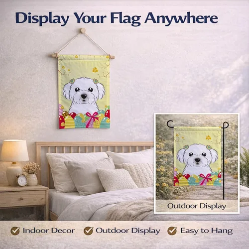 Vista 599 de Caroline's Treasures BB1923GF Bandera decorativa para jardín con diseño de Border Collie, para caza de huevos de Pascua, para jardín, jardín, patio