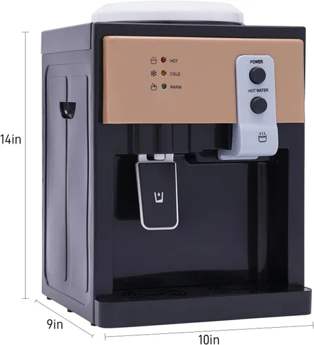 Vista 6 de Dispensador de enfriador de agua para encimera, 3 ajustes de temperatura, dispensador de agua caliente y fría, capacidad para botellas de 1.2 a 5