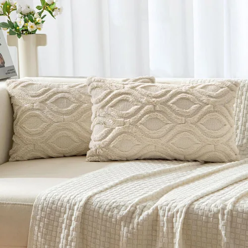 Vista 44 de MIULEE - Juego de 2 fundas de almohada de lana sintética suave y afelpada, fundas decorativas de estilo bohemio para sofá, sala de estar, cama, 16 x