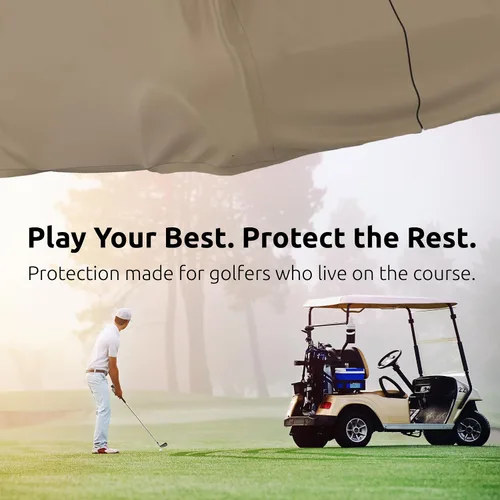 Vista 2 de AllGuard - Funda impermeable para carrito de golf, poliéster resistente, protege de la lluvia, el sol, los rayos UV y más, color bronceado