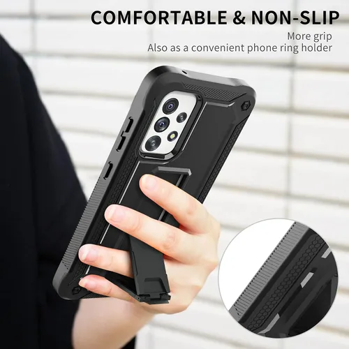 Vista 9 de Funda para teléfono Samsung Galaxy A52 5G [grado milimétrico a prueba de golpes] [1 protector de pantalla separado] con función atril, textura mate