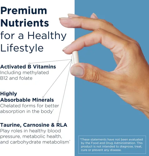 Vista 3 de Designs for Health Metabolic Synergy - Suplemento multivitamínico y mineral con cromo, zinc, selenio, ácido R-lipoico, vitaminas y más (360 cápsulas)
