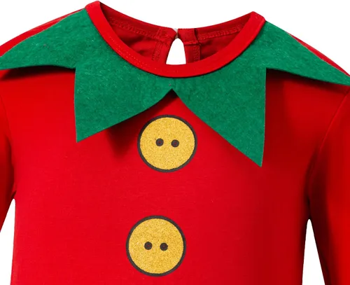 Vista 4 de Kewlent Disfraz de elfo de Papá Noel para niños pequeños