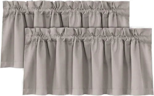 Vista 41 de H.VERSAILTEX Cenefas de cortina 100% opacas para ventanas, 2 paneles con aislamiento térmico, bolsillo para barra, pequeña cenefa corta para cocina