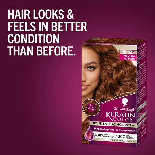 Vista 4 de Schwarzkopf Keratin - Tinte permanente para el cabello, castaño castaño medio 7.7, color de calidad profesional para hasta el 100 % de cobertura