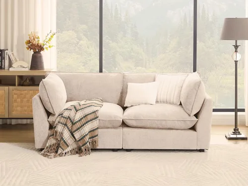 Vista 13 de Iroomy Oversized Modular Sectional Sofa, Chenille Cloud Couch, Deep Comfy Seat, 4-Seater Sofas, Couches, Living Room, Beige