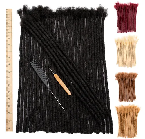 Vista 26 de DAIXI 0.2cm y 0.4cm y 0.6cm y 0.8cm de grosor 4-18 pulgadas 10 hebras extensiones de rastas de cabello humano 100% real para hombres/mujeres
