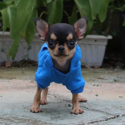 Vista 6 de LOPHIPETS Sudadera ligera de algodón para perros pequeños – Sudadera con capucha para chihuahuas, cachorros y razas en miniatura - Azul/XS