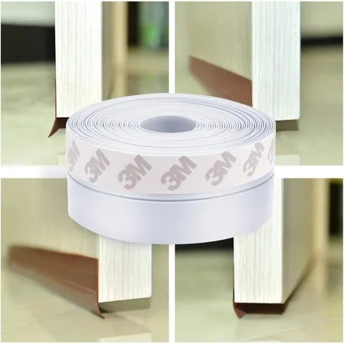 Vista 9 de TAROSE - Tira de sellado de silicona para puerta y ventana, transparente, 16 pies de largo (ancho 25 mm) Shower Door Seal Strip, Adhesive Silicone