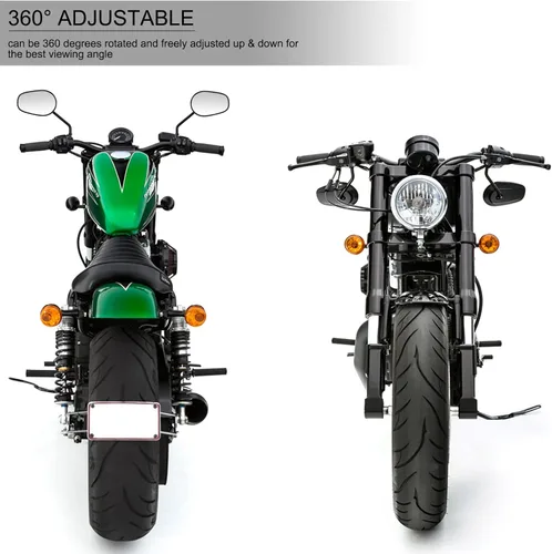 Vista 2 de LKV Espejos retrovisores para motocicleta, ajuste de 360 grados, espejos laterales de vástago largo para Harley Sportster Road King Softail Street