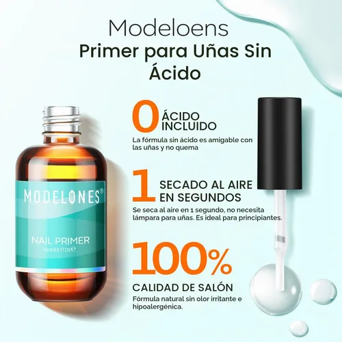 Vista 3 de modelones Imprimación de uñas para capa base, 0.5 fl oz sin ácidos, imprimación sin enlace de elevación