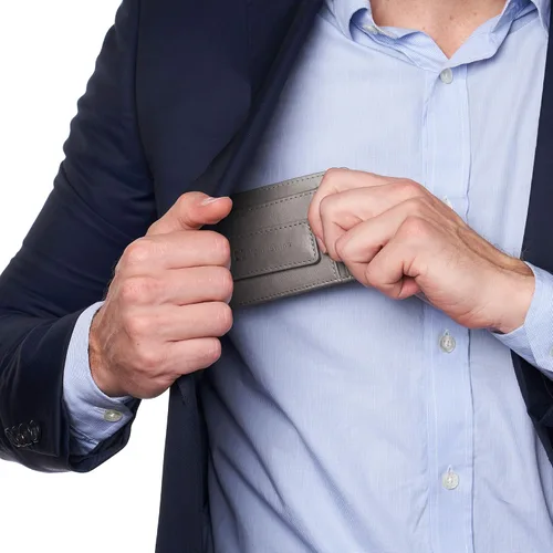 Vista 4 de Alpine Swiss Harper - Cartera de piel minimalista con clip para dinero, con bolsillo frontal, para hombre
