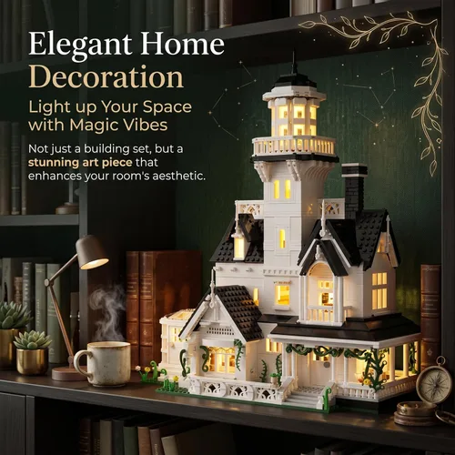 Vista 8 de Magic Owens House Building Set for Adults with LED Lights Horror Houses Blocks Toy, Compatible with Lego, Architecture Collectible Movie Model Kit