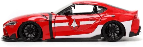 Vista 4 de Jada Toys Robotech 1:24 2020 Toyota Supra - Coche fundido a presión con figura de ley Miriya de 2.75 pulgadas, juguetes para niños y adultos
