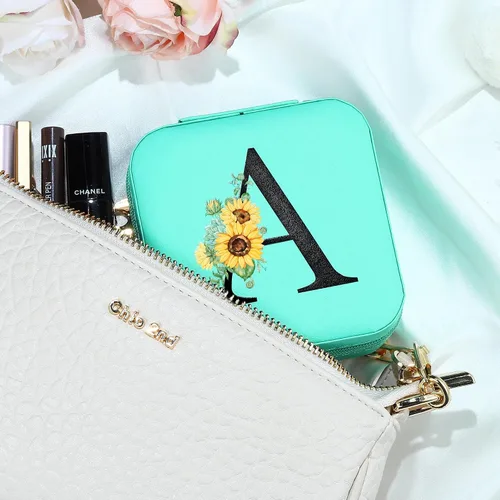 Vista 5 de Joyero de viaje para mujeres y niñas, pequeño joyero de viaje para niñas, joyero de viaje para niñas, joyero de viaje, regalos de girasol