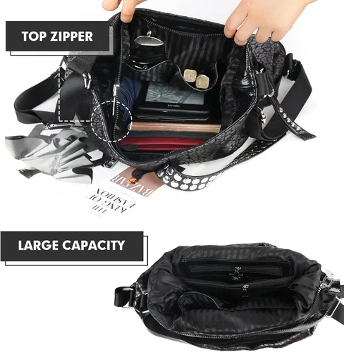 Vista 4 de kalopar Hobo Bags for Women,Large Shoulder Tote Bag for Women,Shiny Leather Trendy Purse with Zipper.