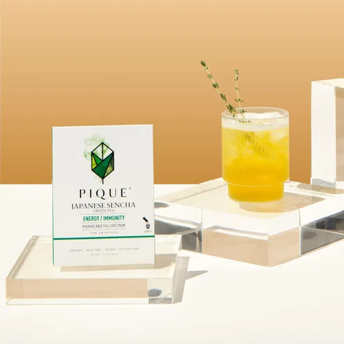 Vista 4 de Pique Cristales de té Sencha orgánico – Apoya la inmunidad y la energía – 14 palitos individuales (paquete de 1)
