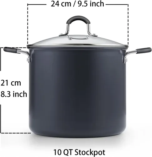 Vista 2 de Cook N Home Olla antiadherente de 10 cuartos de galón con tapa, utensilios
