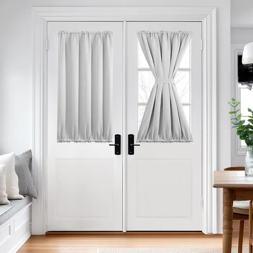Vista 107 de Deconovo Cortinas opacas para puerta, bolsillo para cortinero y cortinas de bloqueo con aislamiento térmico para dormitorio, 137.16 x 189.2 cm, azul