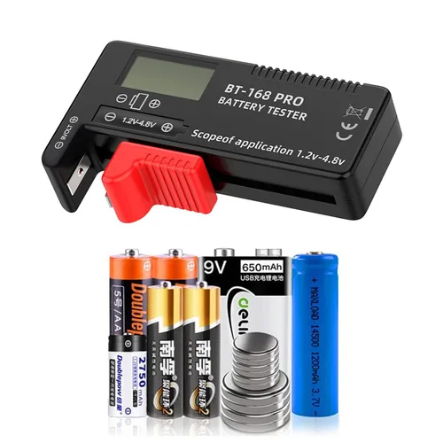Vista 7 de Probador de batería LCD digital de 3 piezas, comprobador de batería universal para AA AAA 1.5 V 3.7 V o 1.2 ~ 4.8 V 9 V, probadores de nivel de vida