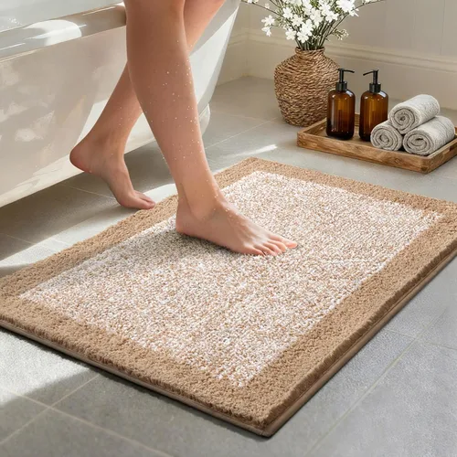 Vista 50 de Alfombras de baño de 17 x 24 pulgadas, antideslizantes, lavables, color gris, para bañera, tapete de baño para baño, tapete suave y absorbente