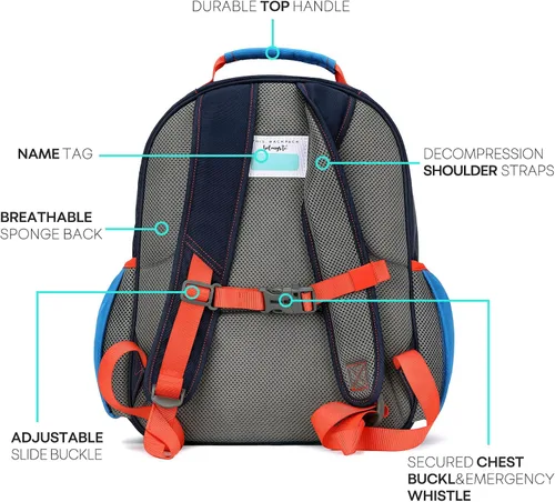 Vista 4 de mibasies Mochila para niñas y niños, ideal para niños y niñas, mochila para preescolar jardín de infantes y primaria, Azul oscuro, Niños-12L US
