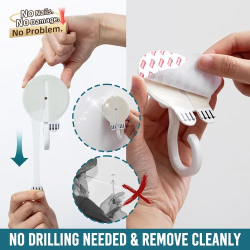 Vista 2 de TAILI Ganchos adhesivos de techo para plantas colgantes, resistentes sin taladros, ganchos de pared adhesivos extraíbles para colgar luces