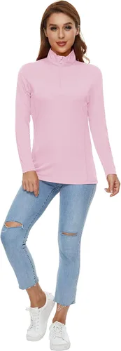 Vista 7 de CRYSULLY Camisas de manga larga para mujer, protección solar, cremallera de 14, de verano, de secado rápido