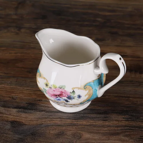 Vista 5 de fanquare Juego de té de rosa retro europeo de 15 piezas, juego de té de flora inglesa para adultos, juego de café de porcelana