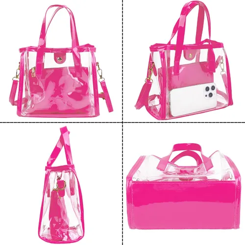 Vista 4 de Clear Crossbody Bag Stadium Approved - Transparent Tote Purse with Privacy Pouch, Cute 2-in-1 Plastic Shoulder