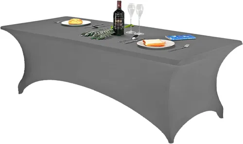 Vista 150 de FORLIFE - Funda de mesa de elastano, mantel ajustado de 4 pies para mesas rectangulares, funda elástica para patio, universal para bodas, banquetes