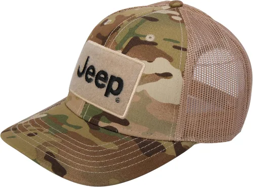 Vista 2 de Jeep Texto Logo Camo Patrón Gancho y Bucle Táctico Snapback Sombrero