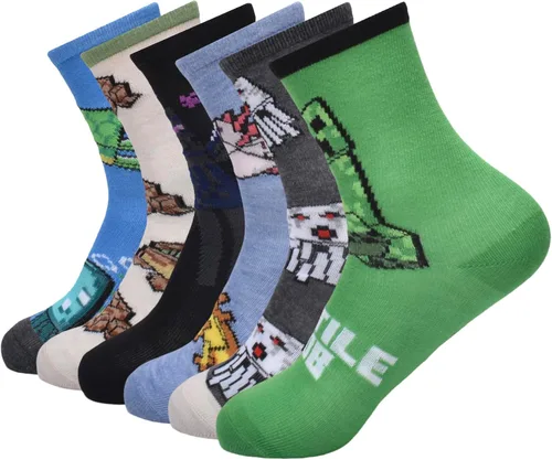 Vista 7 de Minecraft boys Multi-pack Socks Verde (paquete de 5)
