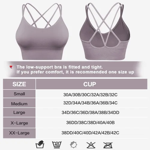 Vista 4 de Sports Bras for Women Criss-Cross Back with Removable Cups Low Impact Workout Fitness Yoga Cropped Tank Tops Set