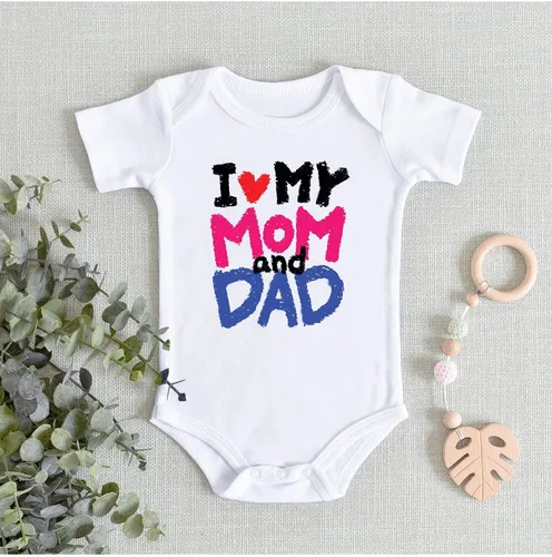 Vista 5 de TripleBDesigns I Love My Mom and Dad - Mameluco para bebé recién nacido