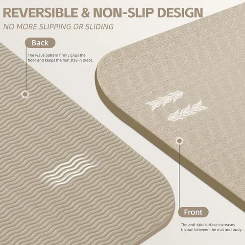 Vista 4 de PAIDU Alfombrilla de yoga grande, 72 x 36 x 2/5 pulgadas (0.394 in) gruesa antideslizante, material POE certificado SGS, ideal para gimnasio