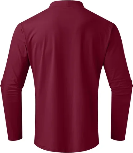 Vista 2 de Mens Flannel Shirts Long Sleeve Male Autumn and Winter Solid Color T Shirt Top Turtleneck Top Petite Mock