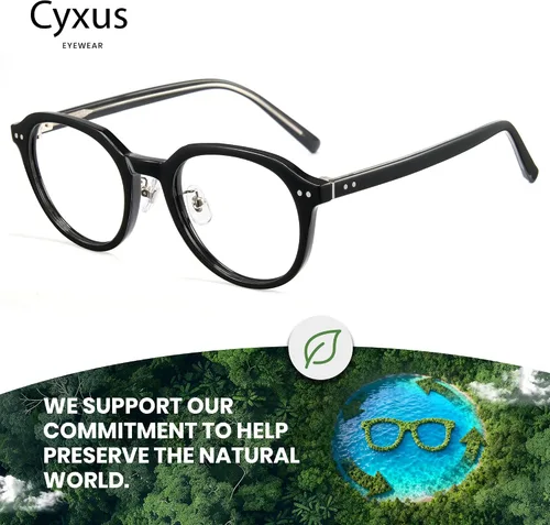 Vista 4 de Cyxus Gafas de luz azul para mujer, redondas, para computadora, con bloqueo de rayos azules, marco Tr90, antideslumbrante, tensión Round blue