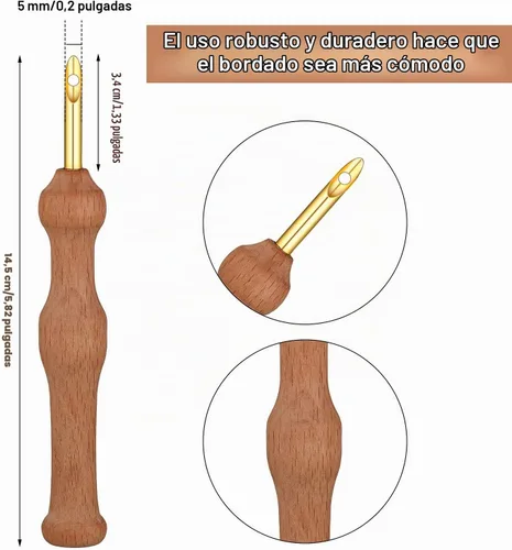 Vista 6 de WILLBOND Kit de 17 Piezas de Aguja Perforadora Herramienta de Aguja Perforadora Ajustable Incluye Mango de Madera Bolígrafo de Bordado Tela Agujas