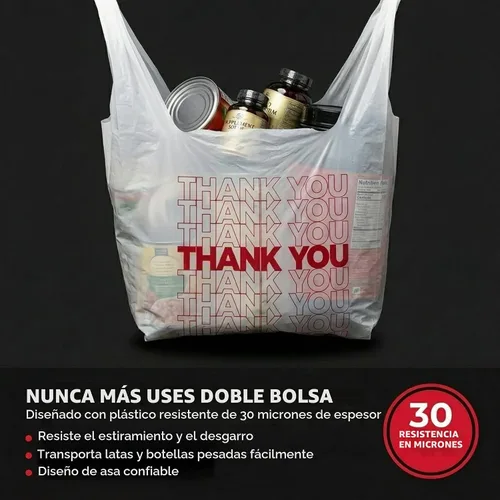 Vista 5 de TashiBox - Bolsas de plástico de 100 unidades, bolsas de compras, bolsas de agradecimiento
